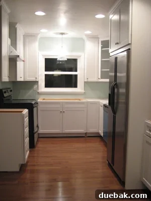Cabinets Are In Our Kitchen's Taking Shape 2 Kitchen view from widened doorway, showing new cabinets and microwave