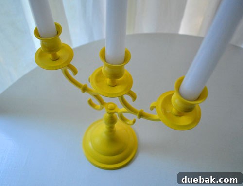 Styled Yellow Candlestick in Home Decor