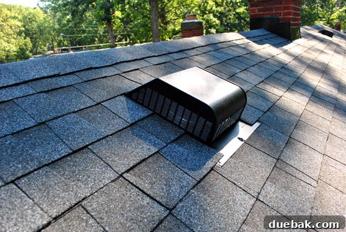 Close-up of newly installed low-profile roof vents