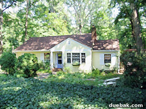 The Quest for the Secluded Cabin 2 Charming rustic cottage nestled privately in the woods, surrounded by lush trees.
