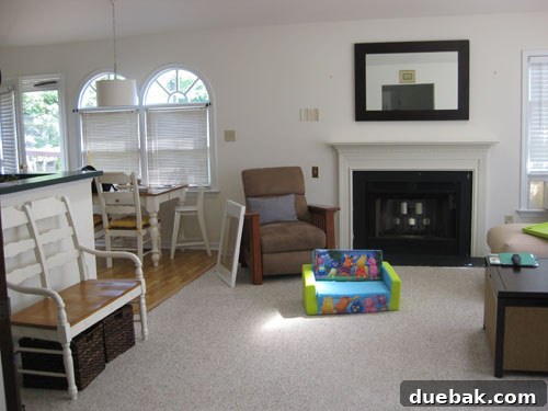Farah's Living Room Makeover: The Finished Look 6 Wide shot of the family room before makeover, showing layout
