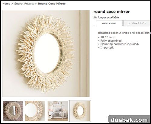 A mirror in a room, now unavailable for purchase.