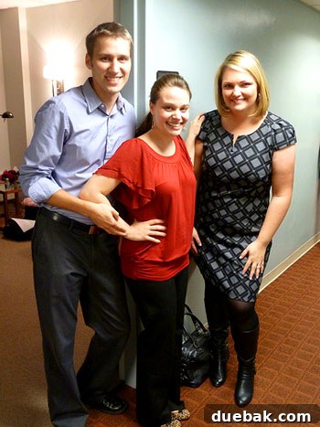 Couple posing with Mrs. Limestone and her husband backstage