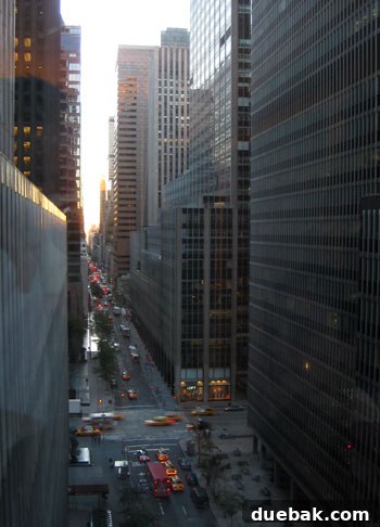 City view from a hotel window in New York City