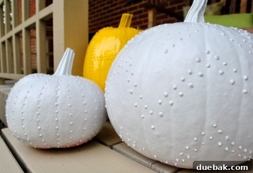 Create Whimsical Puffy Paint Pumpkins 5 Puffy paint applied to pumpkins, drying