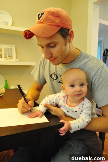 Capturing Clara's handprint on paper