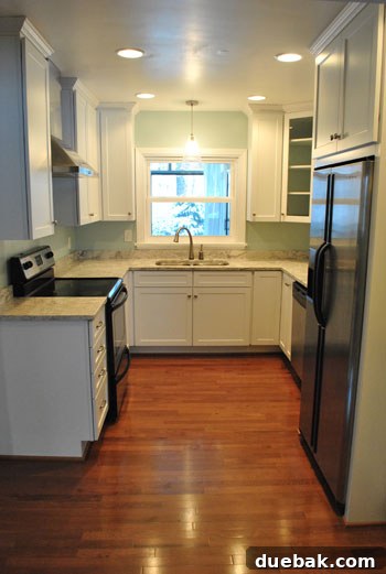 The Last Echoes of Our First Home 10 The kitchen on our final departure, impeccably clean and empty.