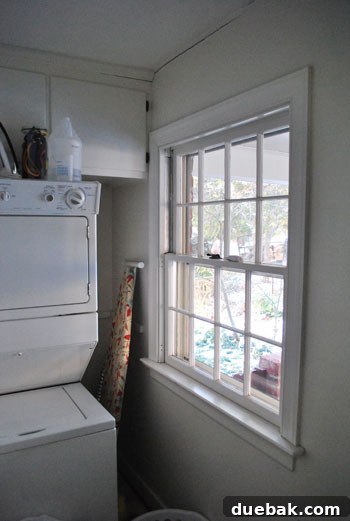 Master Frosted Glass: The Bubble-Proof Method 9 Laundry area after minor renovations, no shutters