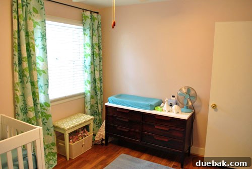 Clara's newly painted room with curtains, awaiting further decoration