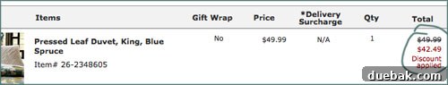Screenshot of an applied coupon code reducing the price further.