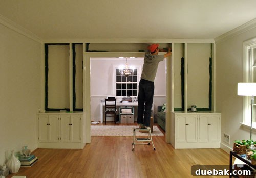 Cutting in paint on built-in bookcases