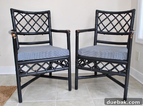 Treasured Antique Woven Desk Chair Finds 2 Vintage Chippendale style chairs with navy upholstery