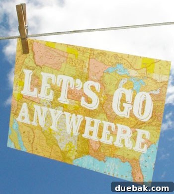 Decorative print featuring a road map or travel theme
