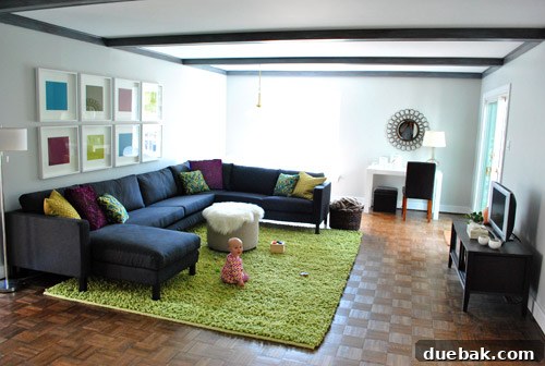 Custom Painted Ikea Furniture Legs 14 Fully assembled sectional sofa with new dark, metallic legs and a dog on the rug