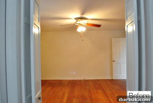 Master bedroom on move-in day, showing its empty state