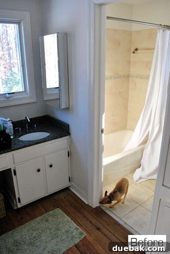 Master bathroom before renovation, located off the sink nook