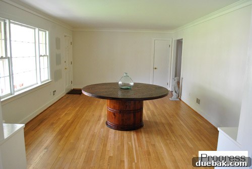 Current view of the future dining room and entryway after initial setup