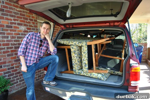 Score Affordable Dining Chairs on Craigslist 4 Proud pose next to the car filled with eight dining chairs