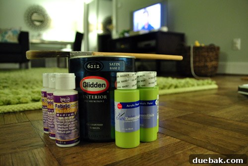 Transform Your Upholstery With Fabric Paint Medium 5 Table with fabric painting supplies including paint, textile medium, and mixing tools