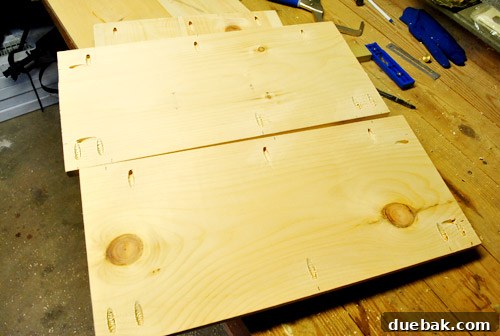 Attaching side pieces of console shelf