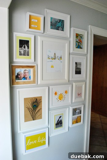 Close-up of the left side of the hallway gallery wall