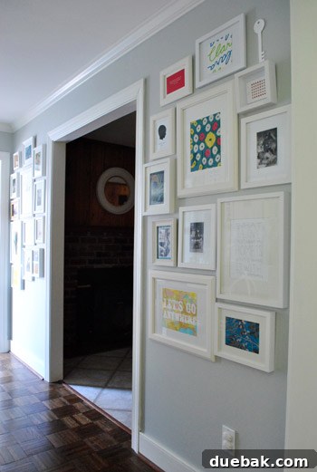 Close-up of the right side of the hallway gallery wall