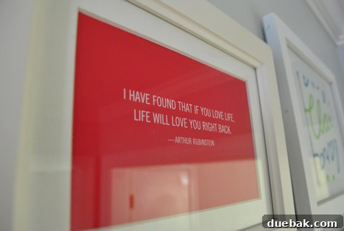 Framed back cover of 'Love Life' book with Arthur Rubenstein quote
