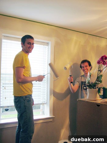 Gift the Canvas of Imagination 5 Robert and the author rolling paint onto a bedroom wall.