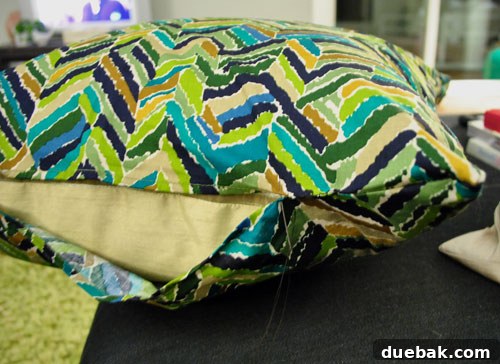 Sewing machine creating pillow covers from napkins