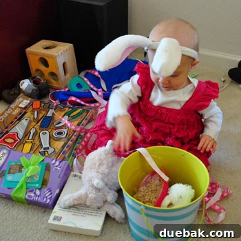 Easter Steals 9 Clara's stylish tin bucket, doubling as her Easter basket, filled with eggs