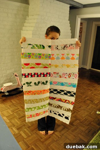 Seamlessly joined quilt rows, showing the front pattern