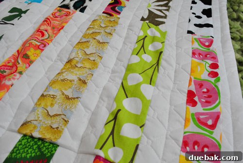 The soft texture of the handmade baby quilt