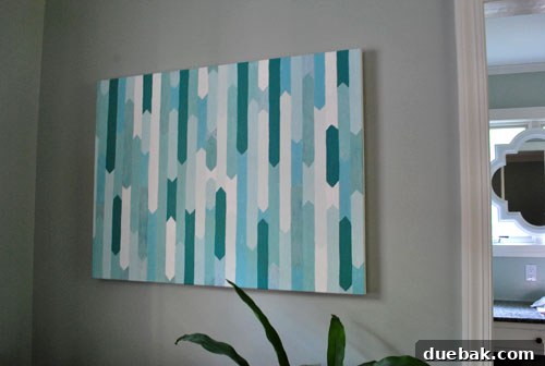 Initial painting with various shades of blue and green