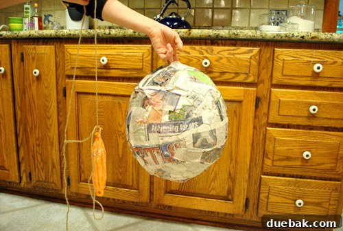 Craft Your Own Pull String Piñata 8 Hollow paper mache shell after balloon is removed