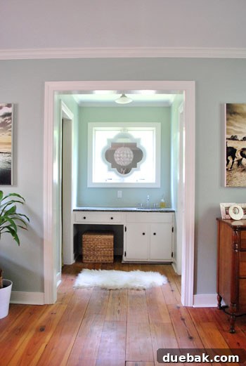 Securely Mounting Large Prints to Canvas Using Acrylic Medium 16 The sink nook area featuring the contrasting horse art