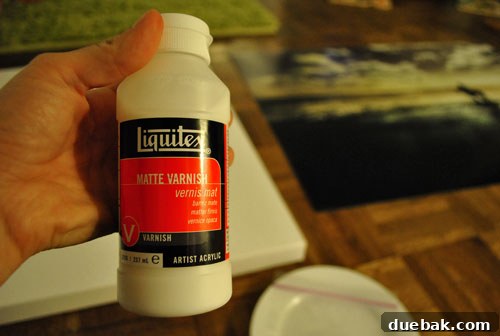 Securely Mounting Large Prints to Canvas Using Acrylic Medium 6 Liquitex Matte Varnish, an acrylic medium used for canvas mounting