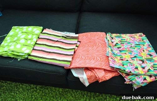 Four selected fabric scraps for the runner