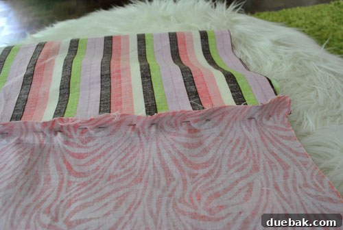 Close-up of fabric panels pinned for sewing