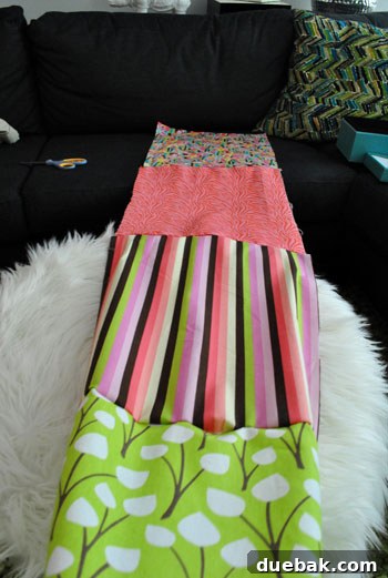 The full length of the runner with panels pinned together