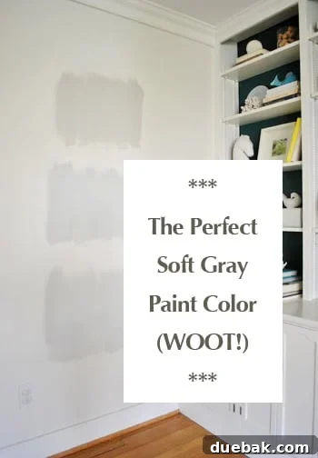 Moonshine by Benjamin Moore: The Serene Light Gray You've Been Searching For 2 Close-up of three test swatches of soft gray paint on a dining room wall, showcasing potential shades for a home makeover project.