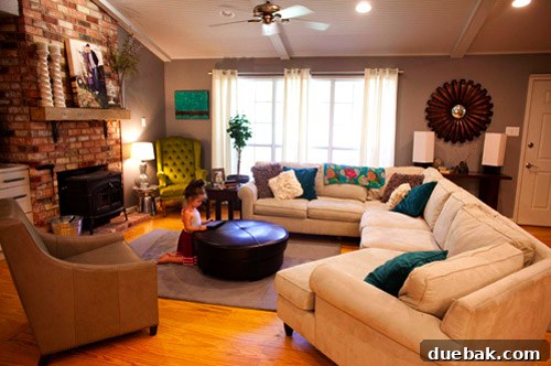 Spacious living room with a comfortable sectional and ottoman