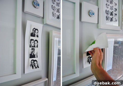 Close-up of the placeholder photostrip taped to the wall