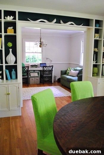 Green slipcover on chair, deemed not 