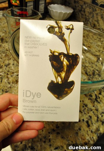 Brown iDye packet ready for use
