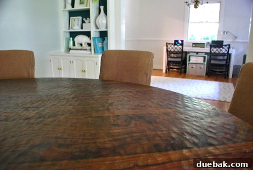Mocha brown slipcovers blending with dining room decor