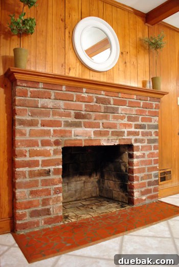 An empty, cleaned fireplace interior ready for renovation