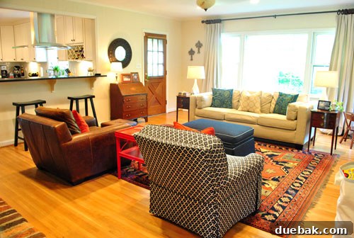 Inside a Stunning North Carolina Home 10 Cozy and stylish family room featuring Target decor and a classic Mitchell Gold leather chair