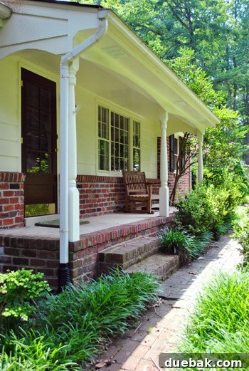 Another view of the empty porch, emphasizing its unappealing state
