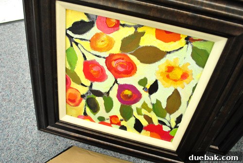 Framed painterly floral artwork