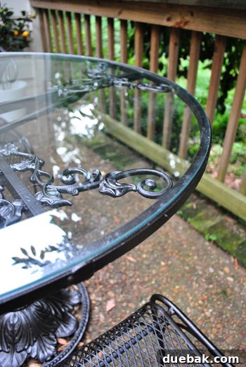 Another perspective of the refurbished patio chair, showcasing the smooth finish